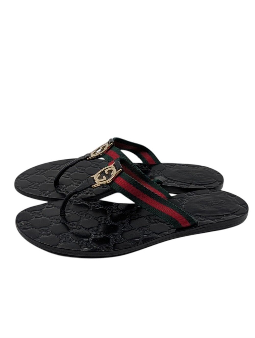 Gucci Black Lifford Web Interlocking G GG Thong Flip Flop Sandals Size EU 38.5 - Picture 4 of 12